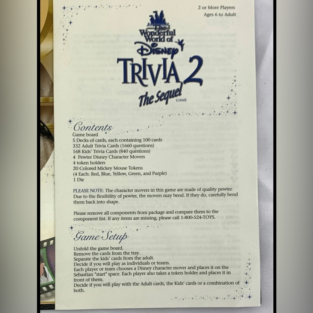 Sealed The Wonderful World of Disney Trivia 2: The Sequel Game by Mattel - Picture 7 of 7